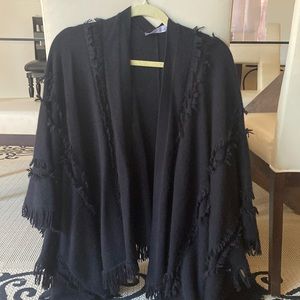 Poncho/cape 100% cashmere, button on side, some fringe. Worn once.